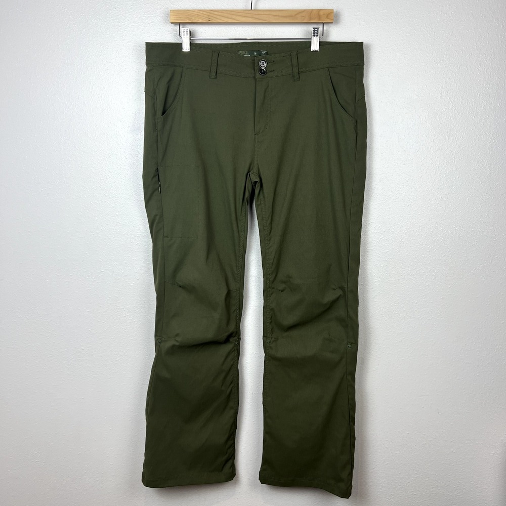 Prana Hiking Pants Nylon Halle Roll-Up Women's 16 Green Outdoors Straight Leg